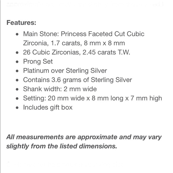 •Palm Beach Jewelry• CZ Princess Engagement Ring - Picture 5 of 5